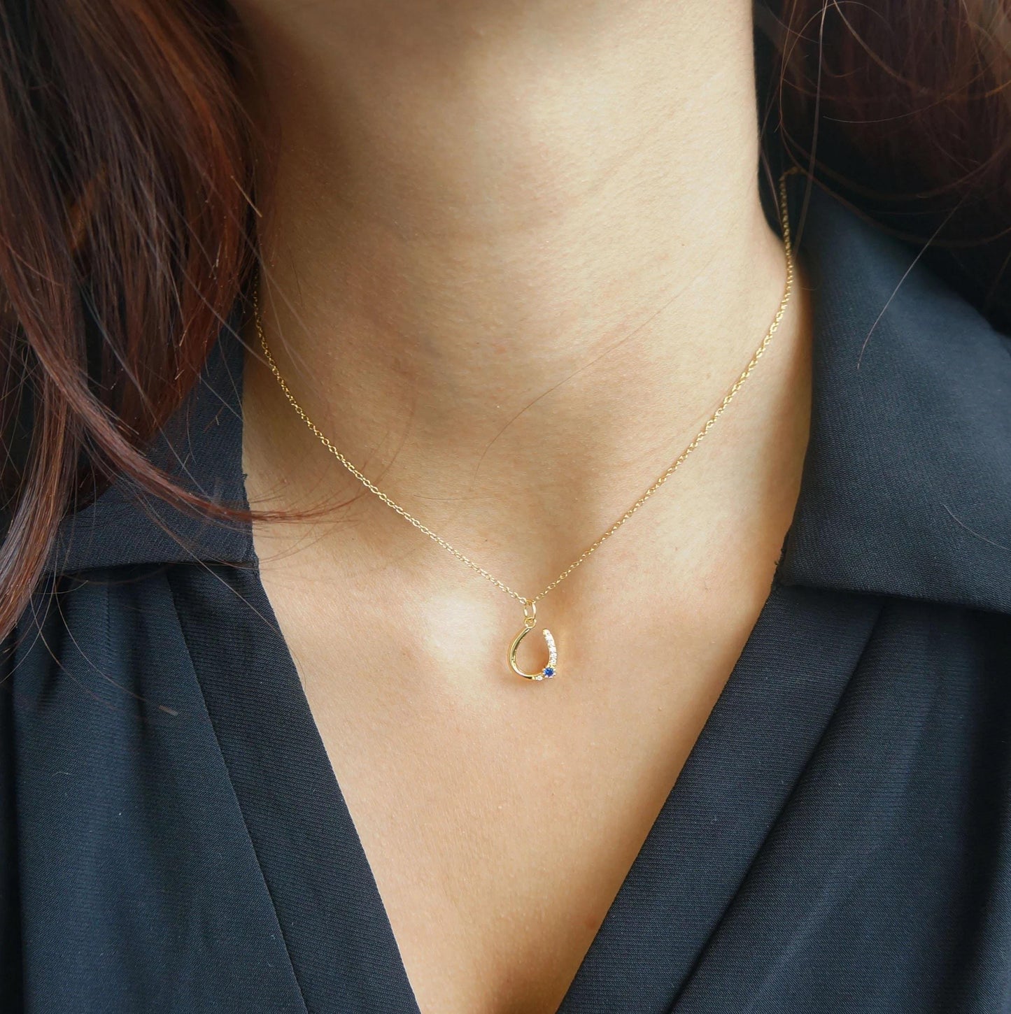 Dainty Gold Horseshoe Necklace