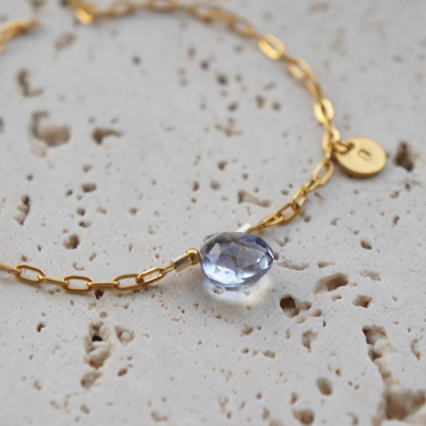 Personalized Quartz Bracelet, Dainty Gold Bracelet, Spiritual Jewelry, Calm Energy Gift, Custom Bracelet, Unique Bracelet for Her