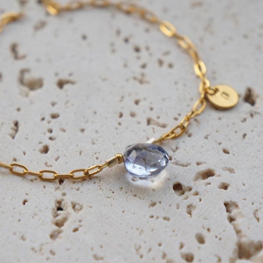 Personalized Quartz Bracelet, Dainty Gold Bracelet, Spiritual Jewelry, Calm Energy Gift, Custom Bracelet, Unique Bracelet for Her