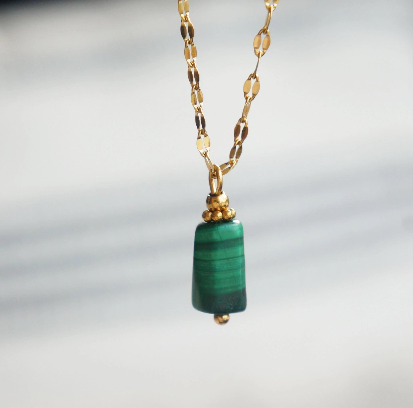 Malachite Stone Necklace, Spiritual Balance Healing Gift, Green Crystal Jewelry, Balance Pendant, Boho Necklace, Green Crystal