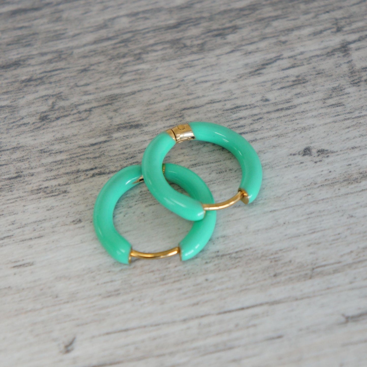 Gold Enamel Hoops, Boho Style Earrings, Women's Gold Hoop Earrings, Bohemian Jewelry, Minimalist Earrings, Gift for Her