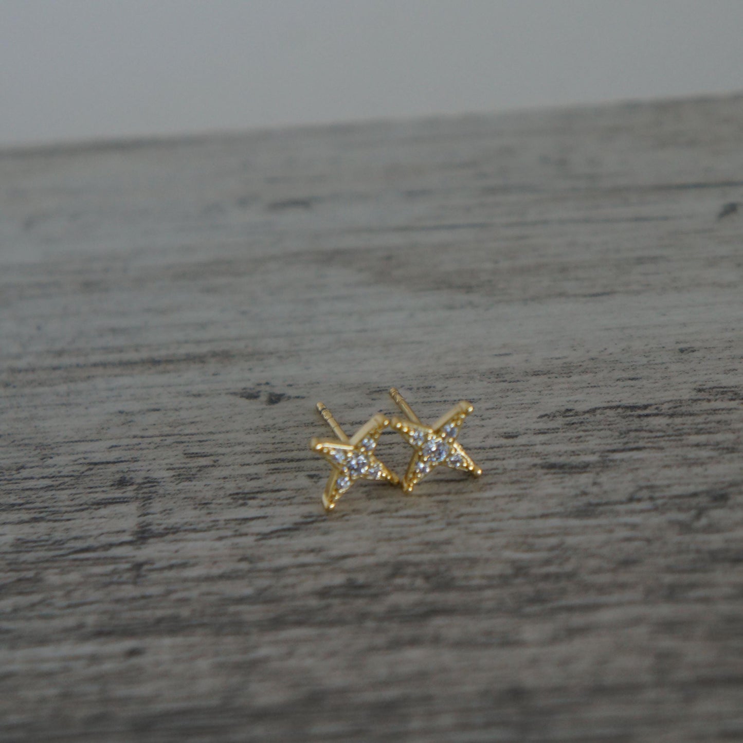 Small Star Studs, Dainty, Sparkling Earrings for Woman, Star Earrings, CZ Earrings for Her, Anniversary, Star, Gold Stud Earrings