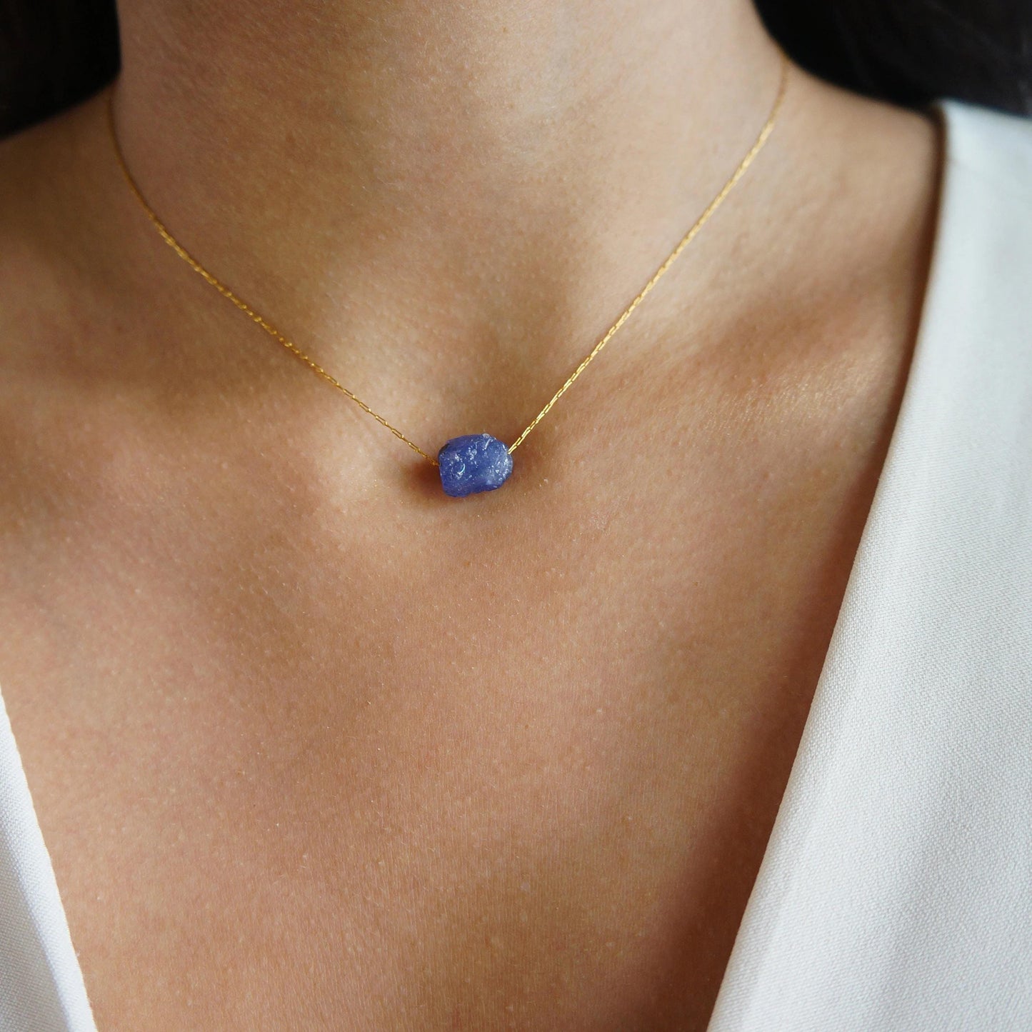 Raw Crystal Necklace Natural TANZANITE Necklace Rough Stone Layering Necklace Tanzanite Stone Pendant December Birthstone Necklace