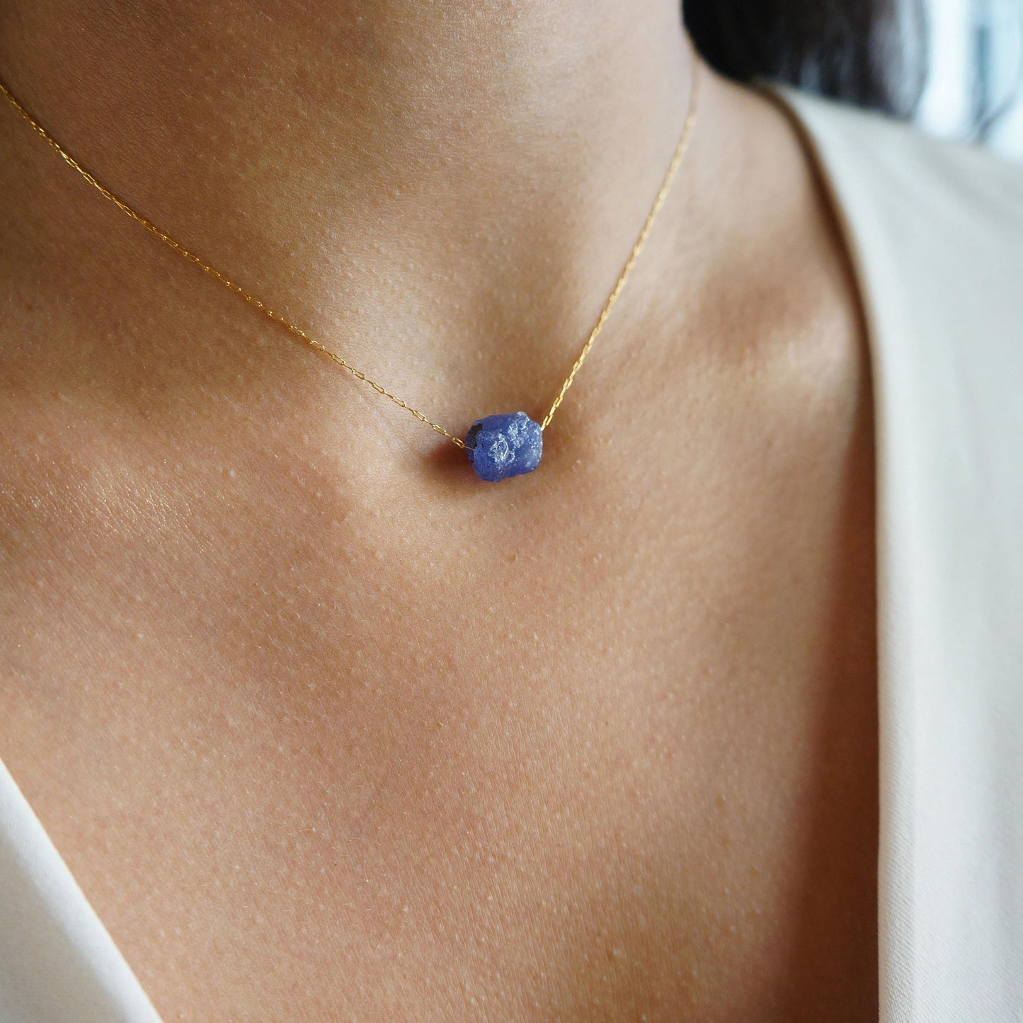 Raw Crystal Necklace Natural TANZANITE Necklace Rough Stone Layering Necklace Tanzanite Stone Pendant December Birthstone Necklace