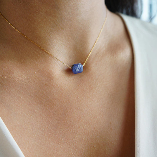 Raw Crystal Necklace Natural TANZANITE Necklace Rough Stone Layering Necklace Tanzanite Stone Pendant December Birthstone Necklace