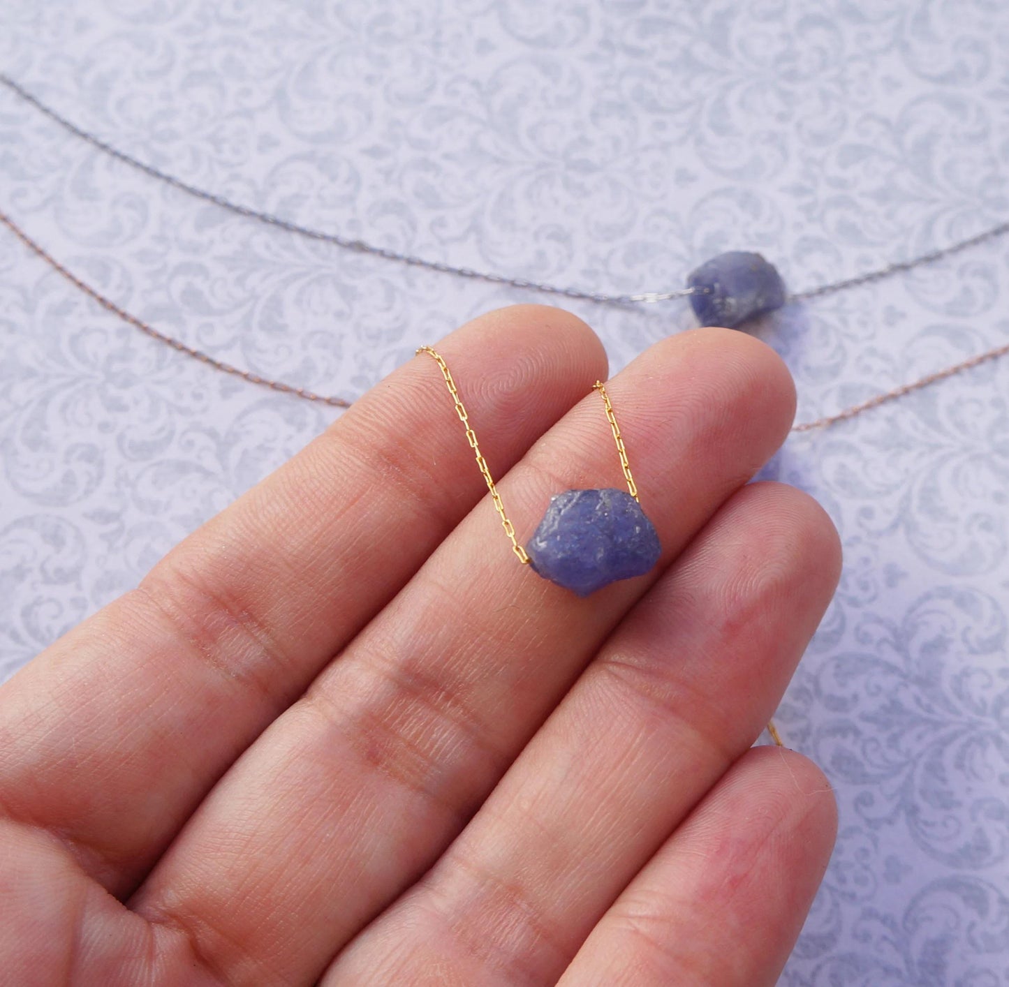 Raw Crystal Necklace Natural TANZANITE Necklace Rough Stone Layering Necklace Tanzanite Stone Pendant December Birthstone Necklace