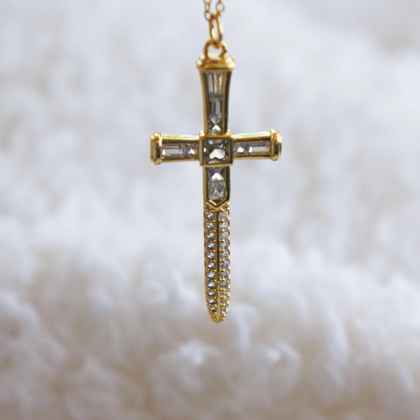 Gold Sword Charm Necklace