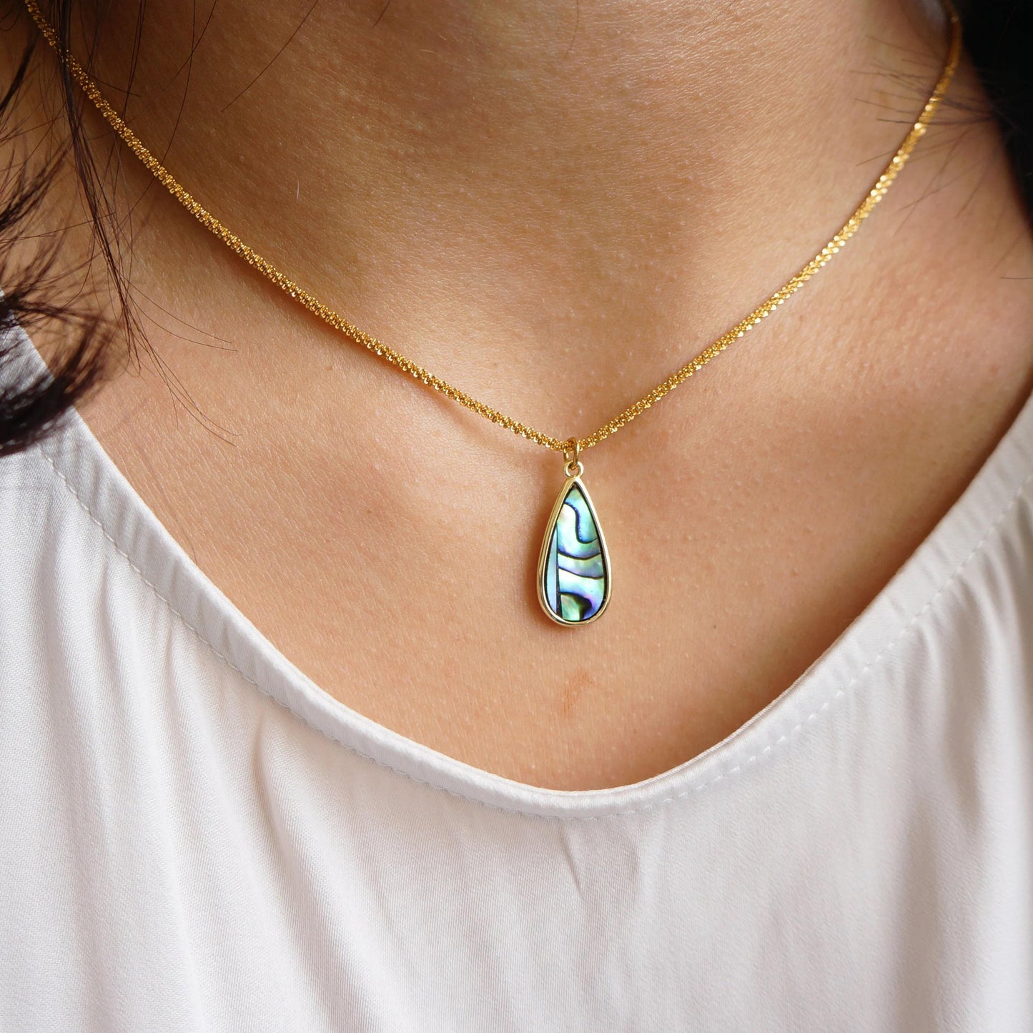 Gold Shell Drop Necklace