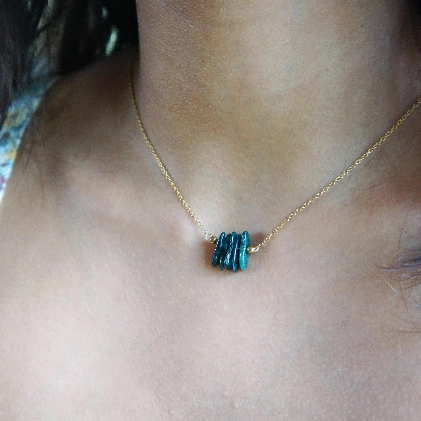 Raw Crystal Necklace Natural Green Kyanite Necklace Rough Stone Layering Necklace  Green Kyanite Stone Pendant Spiritual Energy Necklace