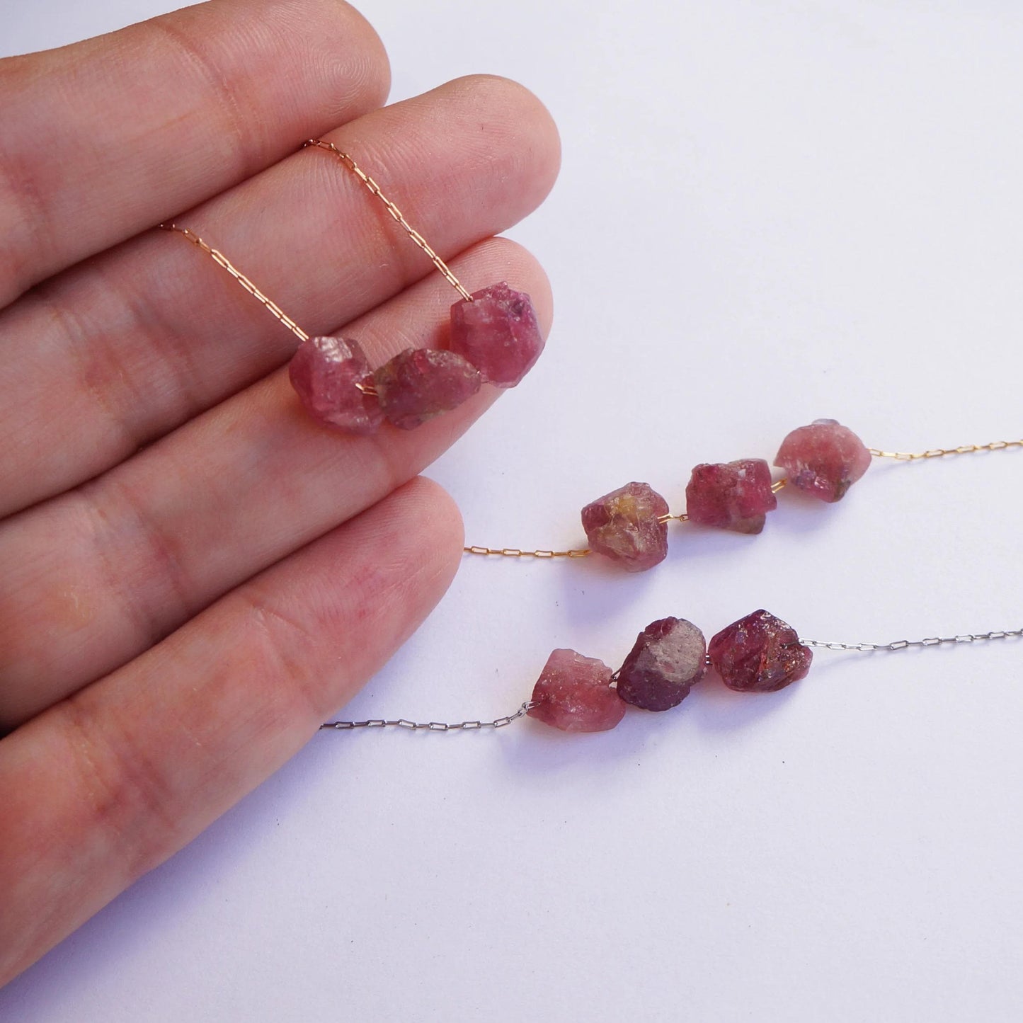 Raw Tourmaline Necklace Natural Gemstones Rough Pink Tourmaline t Necklace Gift for Women Energy Stone Necklace