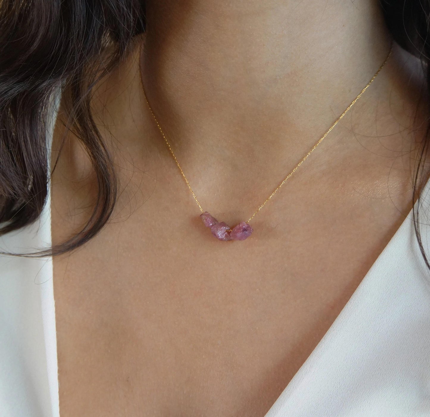 Raw Tourmaline Necklace Natural Gemstones Rough Pink Tourmaline t Necklace Gift for Women Energy Stone Necklace