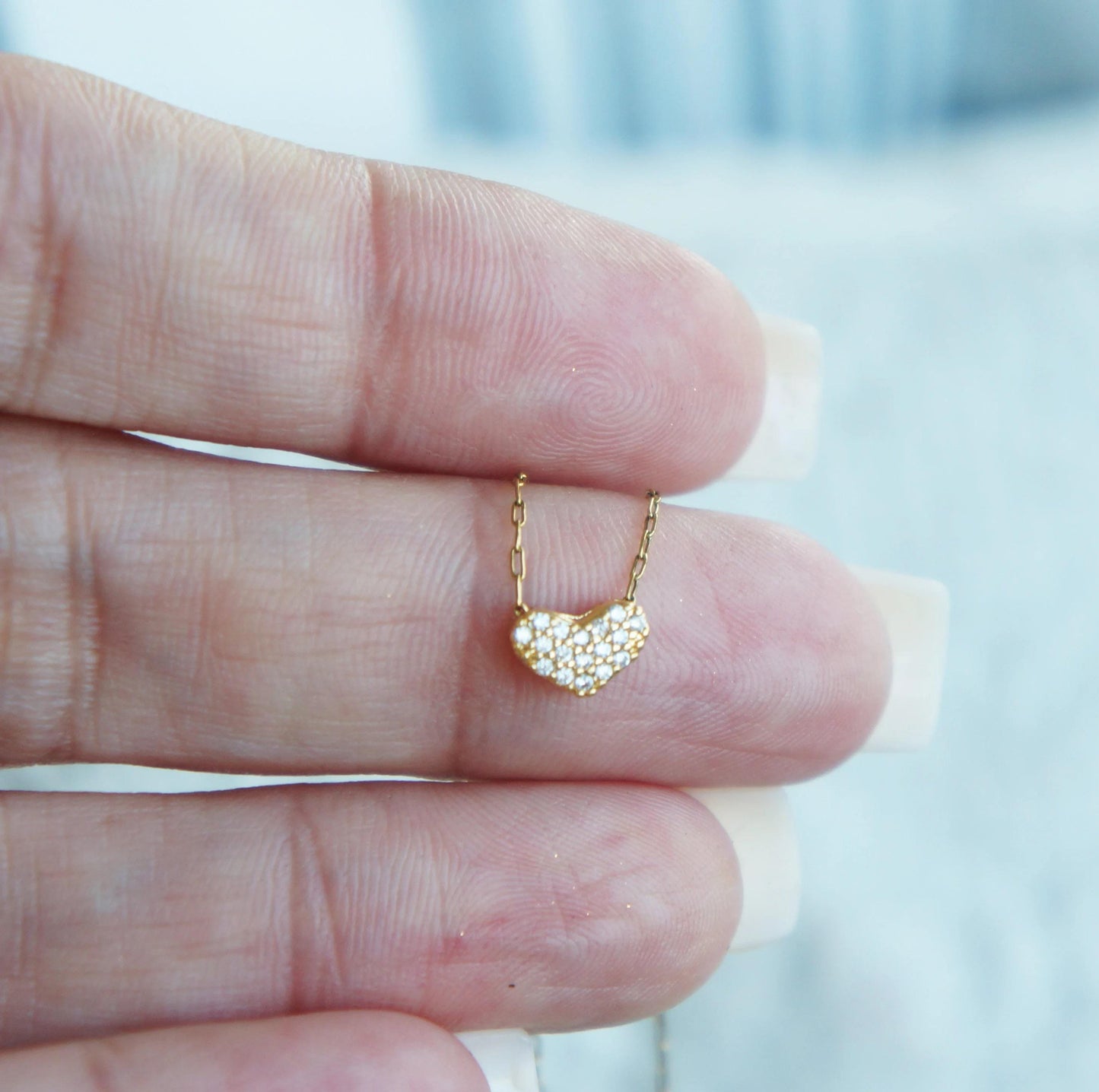 Dainty Necklace Tiny Heart Minimalist Heart Necklace Tiny Crystal Heart Charm Friendship Gift Necklace Bridesmaid Gift Tiny Necklace