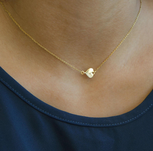 Dainty Gold Heart Necklace, Sparkly Choker, Delicate Charm Pendant, Gift For Her, Layering Necklace, Love, Minimalist, Dainty