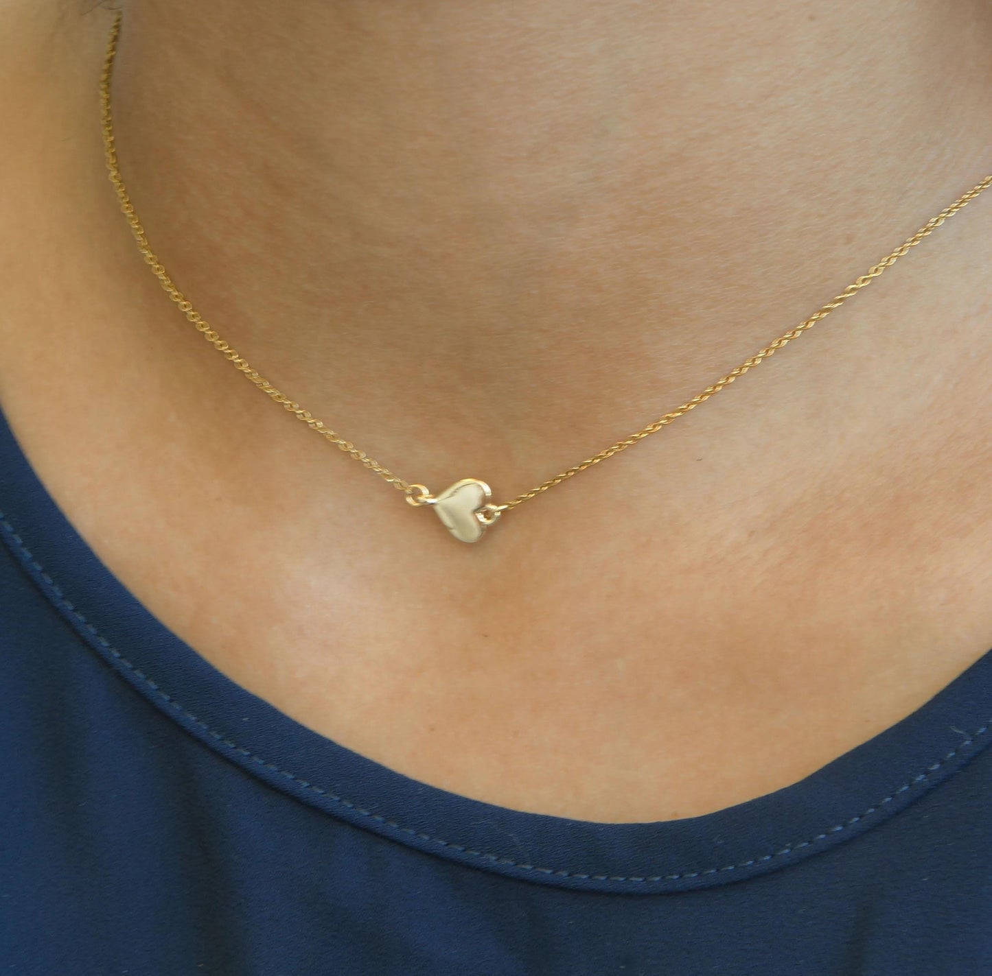 Dainty Gold Heart Necklace, Sparkly Choker, Delicate Charm Pendant, Gift For Her, Layering Necklace, Love, Minimalist, Dainty