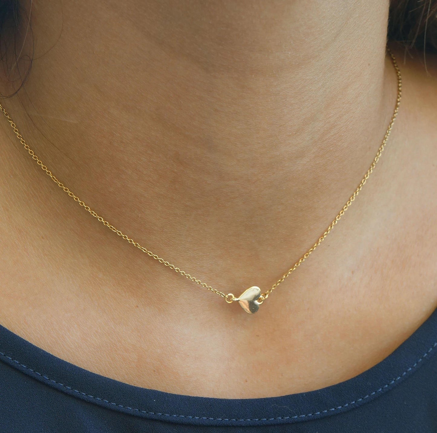 Dainty Gold Heart Necklace, Sparkly Choker, Delicate Charm Pendant, Gift For Her, Layering Necklace, Love, Minimalist, Dainty