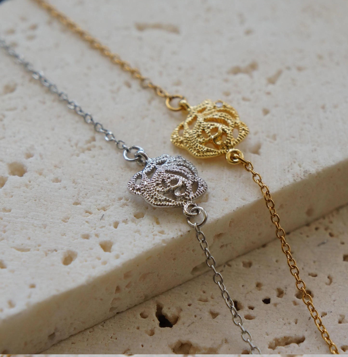 Dainty Rose Flower Bracelet, Silver Chain Bracelet, Delicate Floral Jewelry, Gift For Her, Minimalist Style, Dainty, Birthday Gift for Her