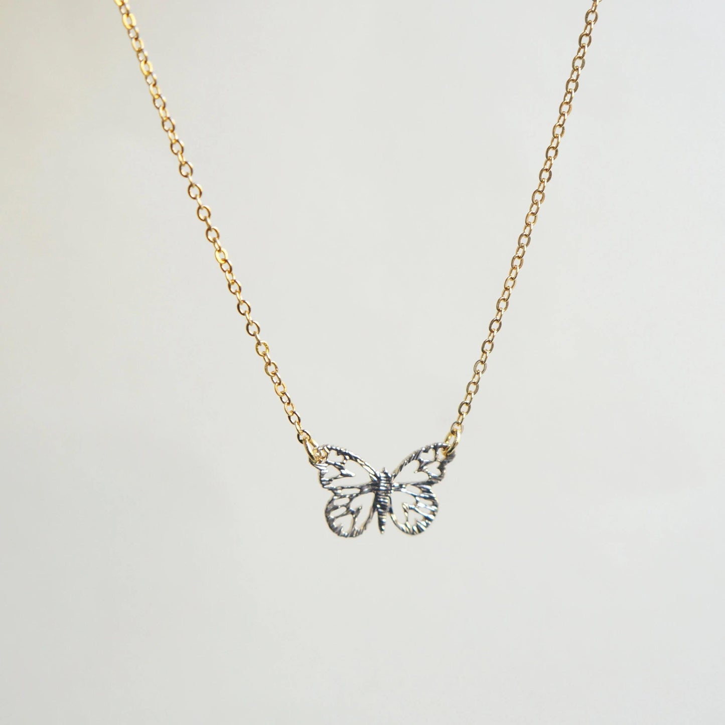 Dainty Filigree Butterfly Pendant, Gold/Silver Wings Necklace, Delicate Charm Jewelry, Nature Inspired, Delicate Jewelry Gift