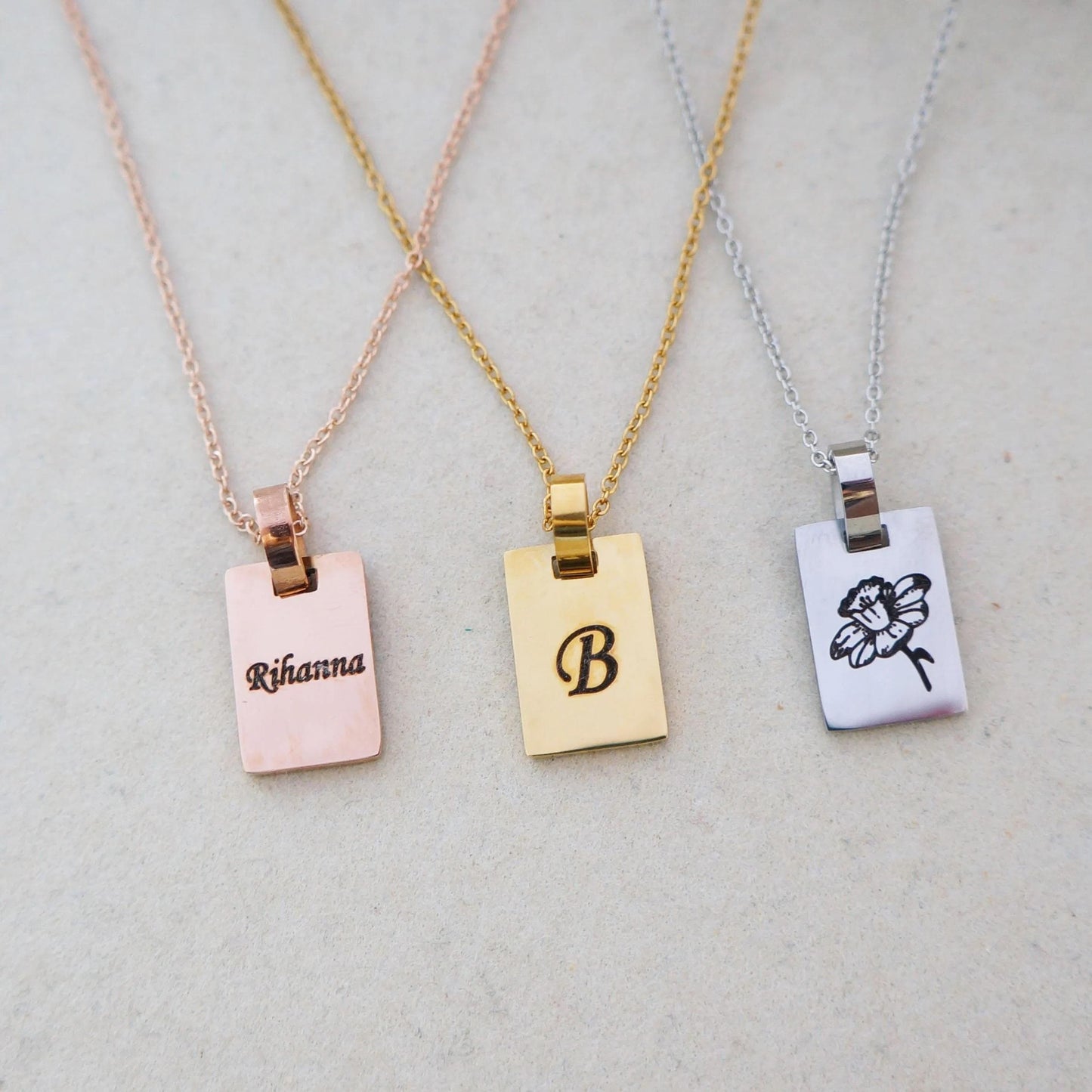 Personalized Dainty Tag Necklace Initial Necklace Layer It Necklace Gift for Mom Custom Engraved Necklace Birthday Necklace Gift for Woman