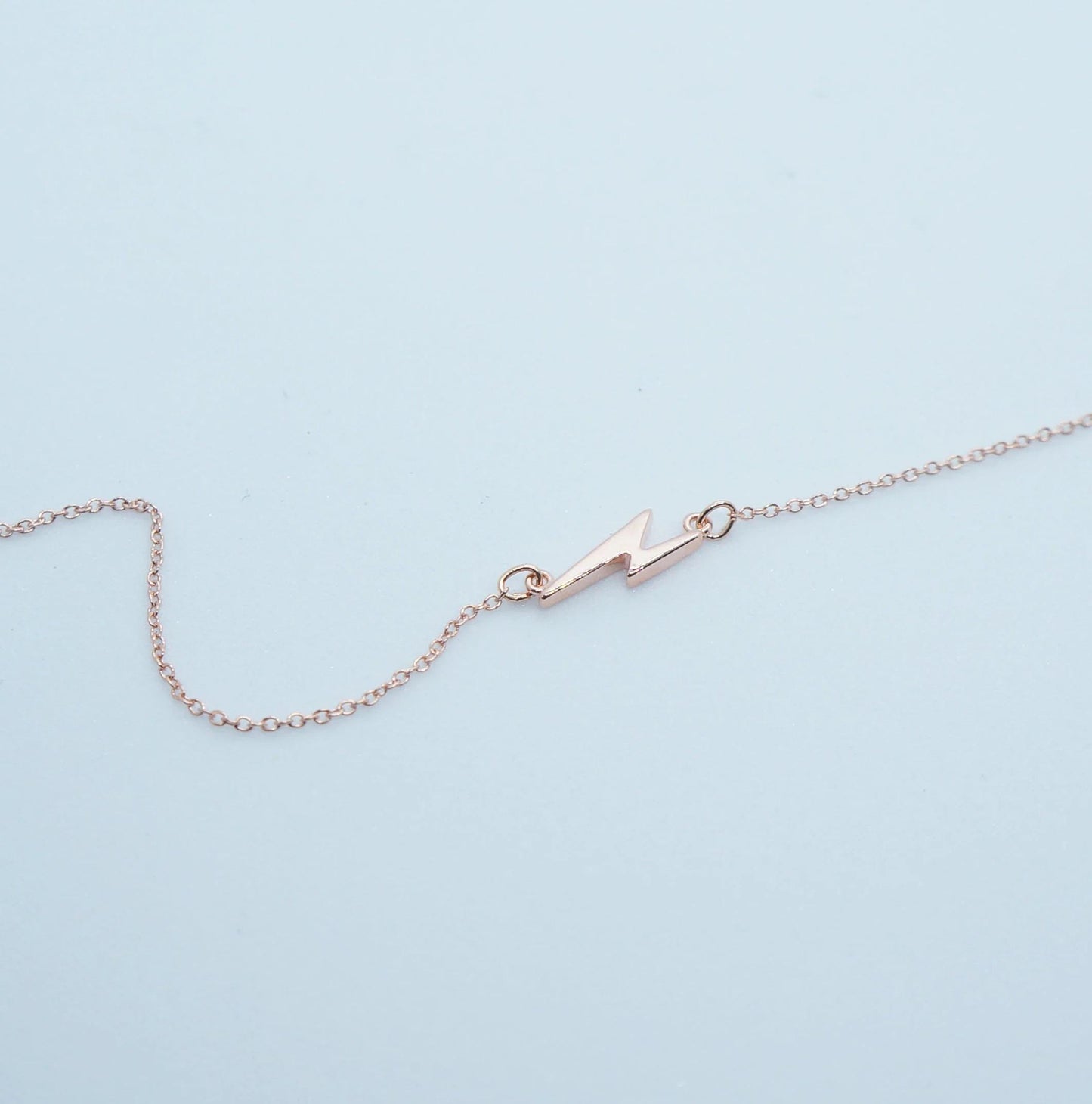 Lightning Bolt Friendship Necklace Gift Rose Gold Minimal Necklace Asymmetrical Small Thunderbolt Charm Necklace