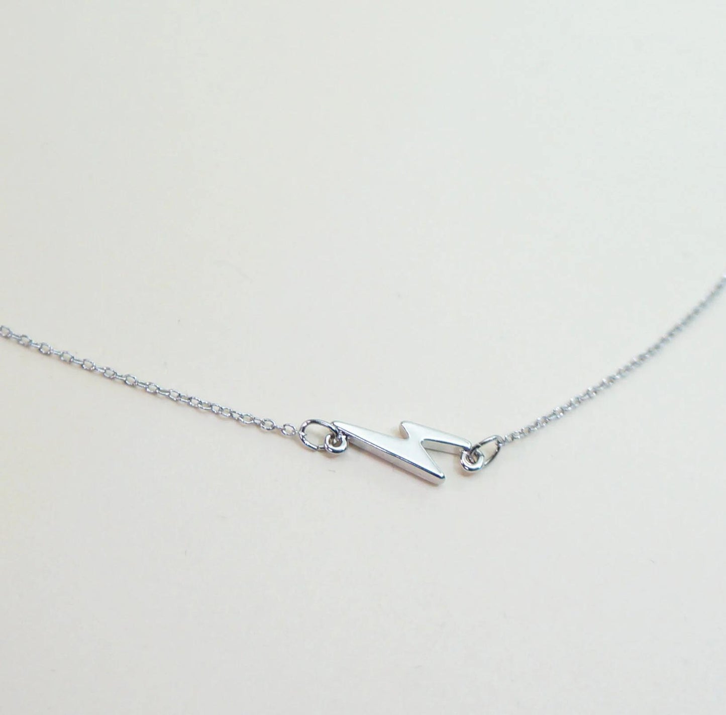 Lightning Bolt Friendship Necklace Gift Rose Gold Minimal Necklace Asymmetrical Small Thunderbolt Charm Necklace