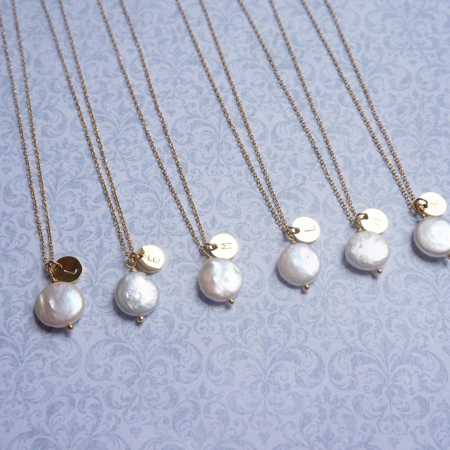 Personalized Pearl Necklace Coin Pearl Pendant Necklace Cultured Pearls Dainty Layering Necklace June Birthstone Bridesmaid Necklace