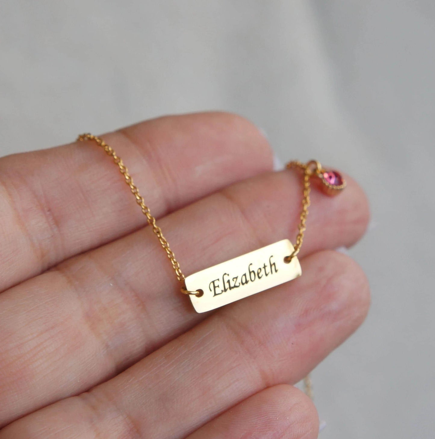 Dainty Gold Stainless Steel Name Bracelet, Custom Engraved Jewelry, Personalized Gift for Her, Custom, Birthstone Bracelet