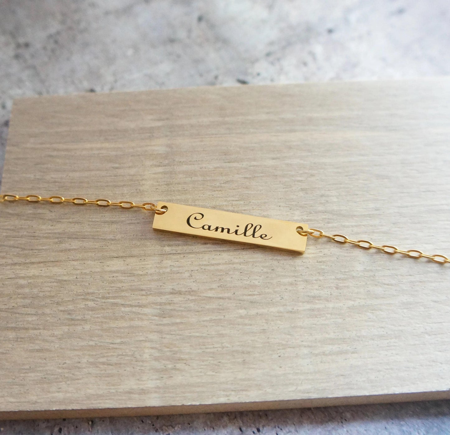 Name Bar Necklace Engraved Personalized Necklace for Her Gift for Mother Custom Made Paper Clip Chain Necklace