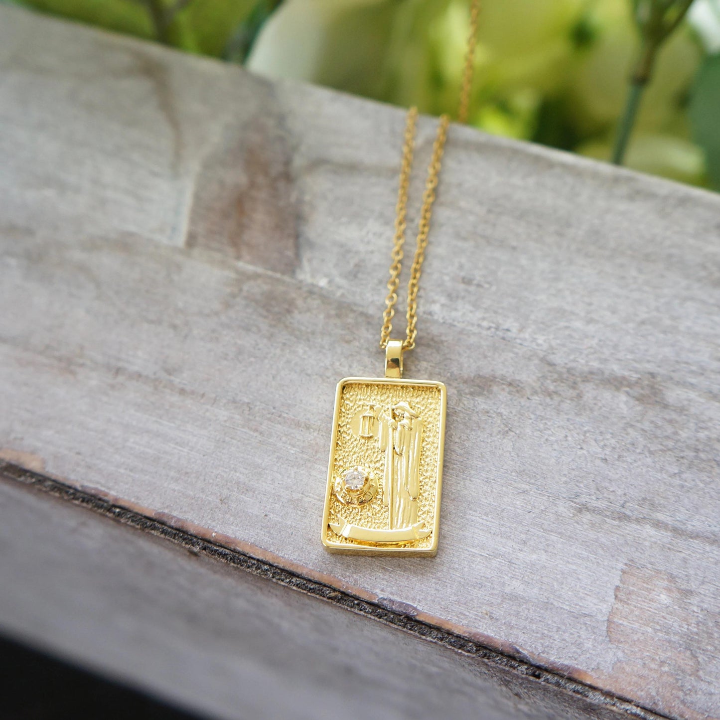 Gold Tarot Necklace The Hermit Tarot Card Necklace Intuition Amulet Necklace for Women Gift for Her Tarot Reader Necklace