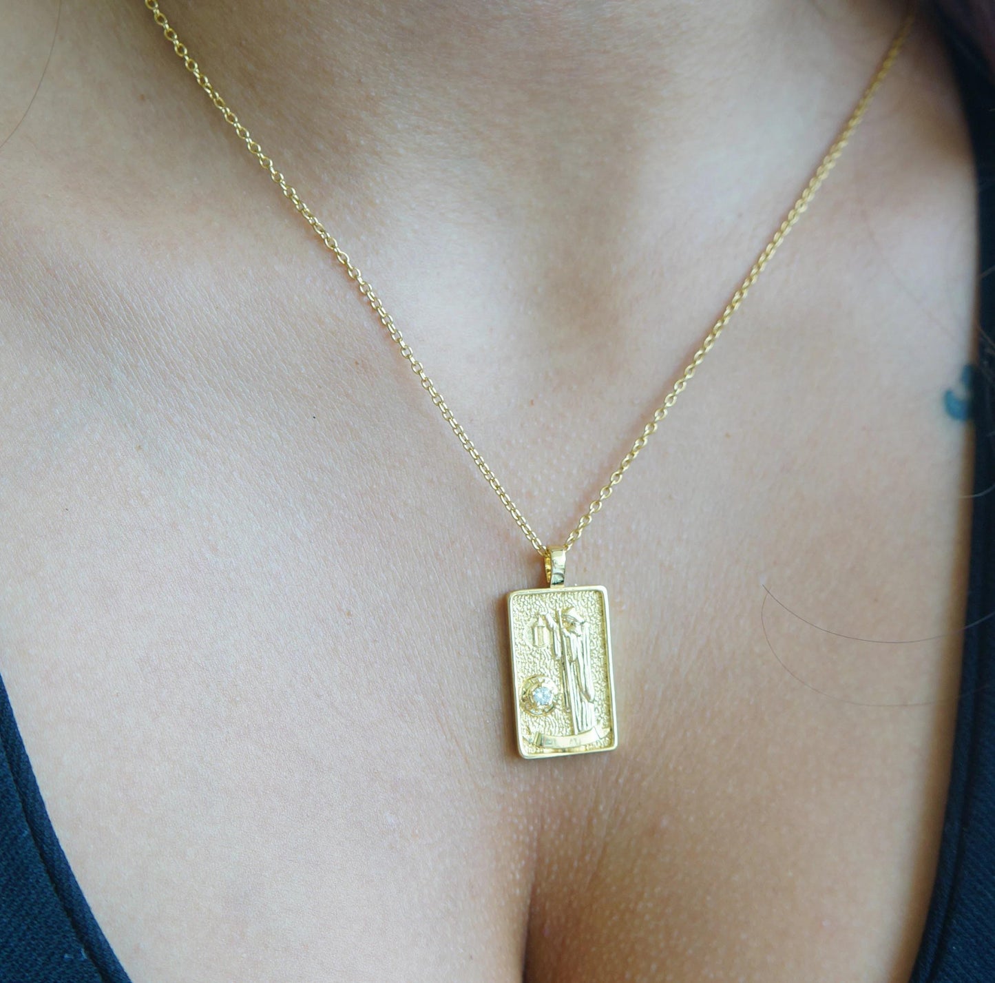 Gold Tarot Necklace The Hermit Tarot Card Necklace Intuition Amulet Necklace for Women Gift for Her Tarot Reader Necklace