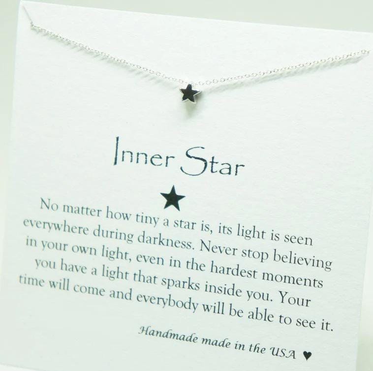 Tiny STAR Personalized Necklace with Card Initial Necklace Dainty Necklace Bridesmaid Gift Wedding Bridal Shower Celestial Gift for Women