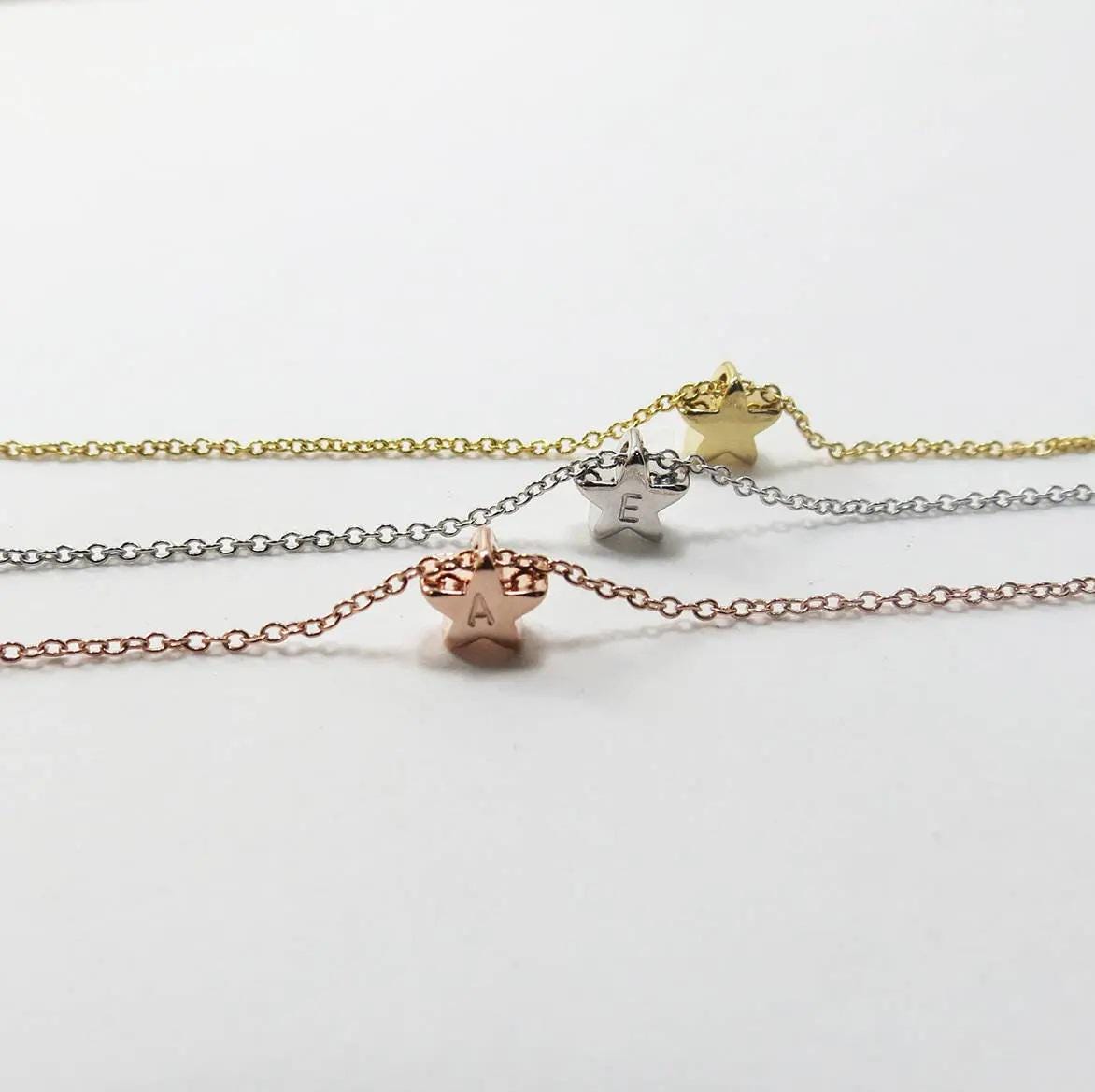 Tiny STAR Personalized Necklace with Card Initial Necklace Dainty Necklace Bridesmaid Gift Wedding Bridal Shower Celestial Gift for Women