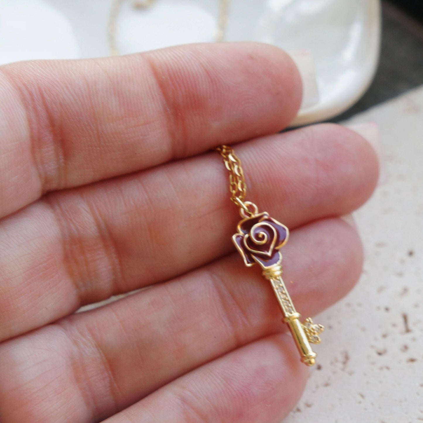 Gold Key Charm Necklace