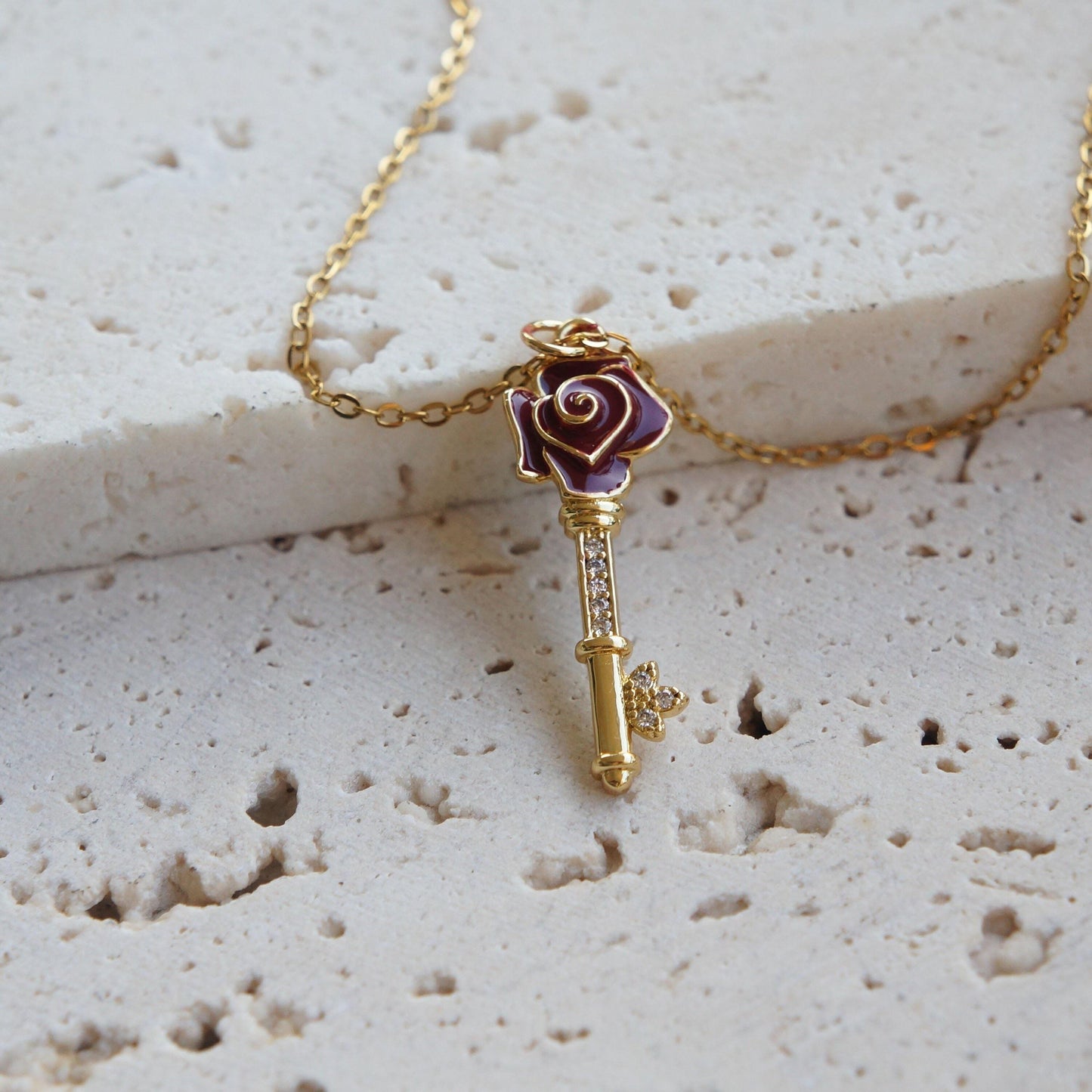 Gold Key Charm Necklace