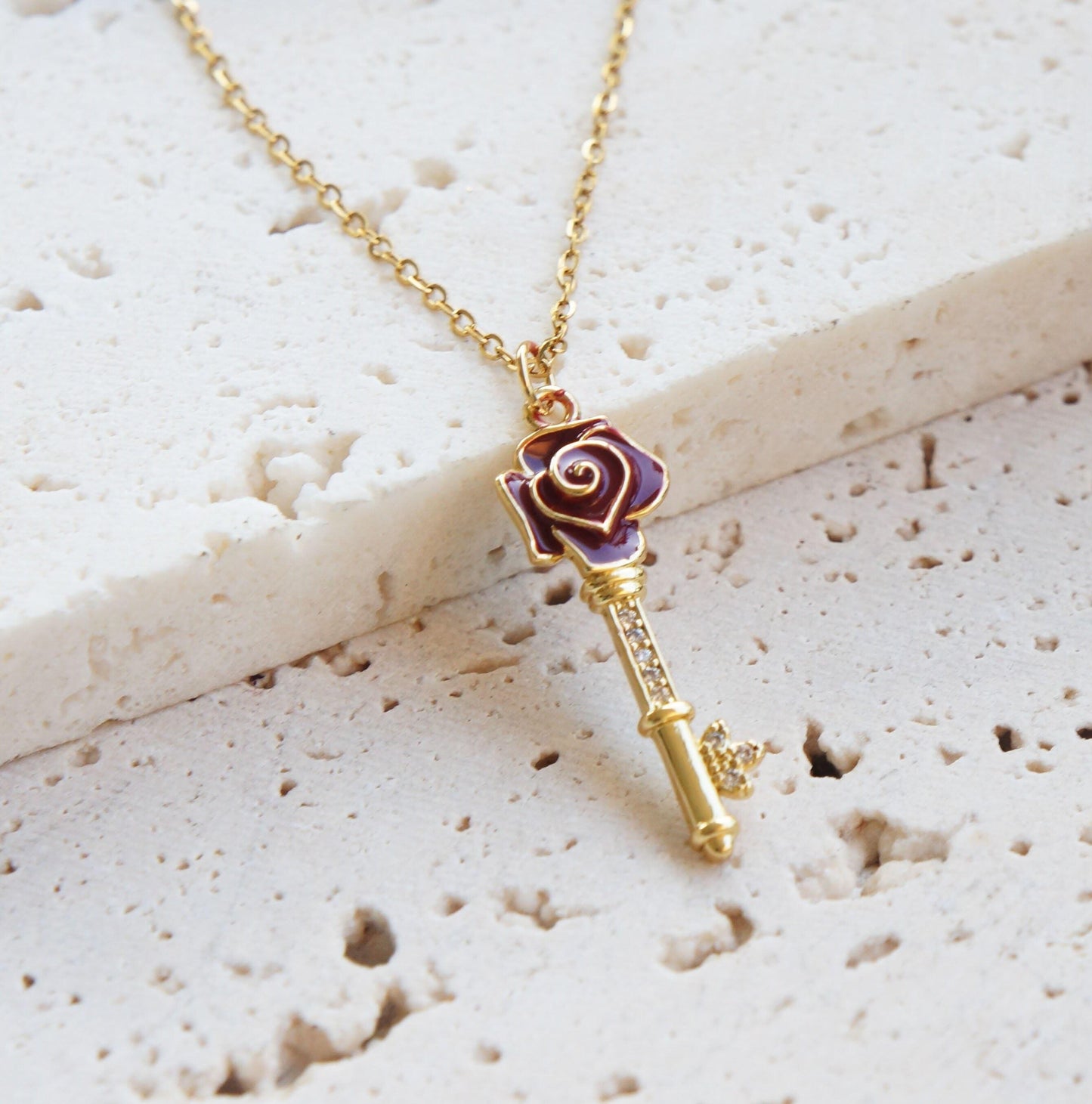 Gold Key Charm Necklace