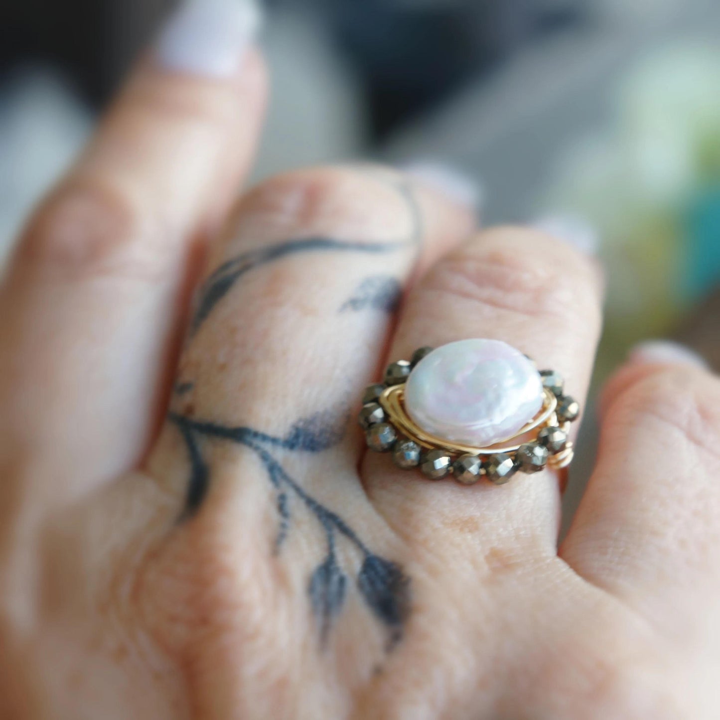 Coin White Pearl Ring