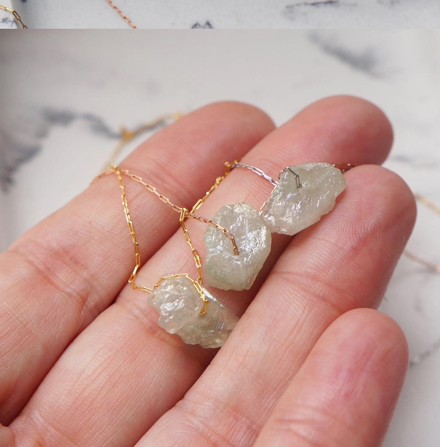 Raw Crystal Necklace Green Amethyst Necklace February Birthstone Rough Stone Layering Necklace Natural Amethyst Stone Pendant