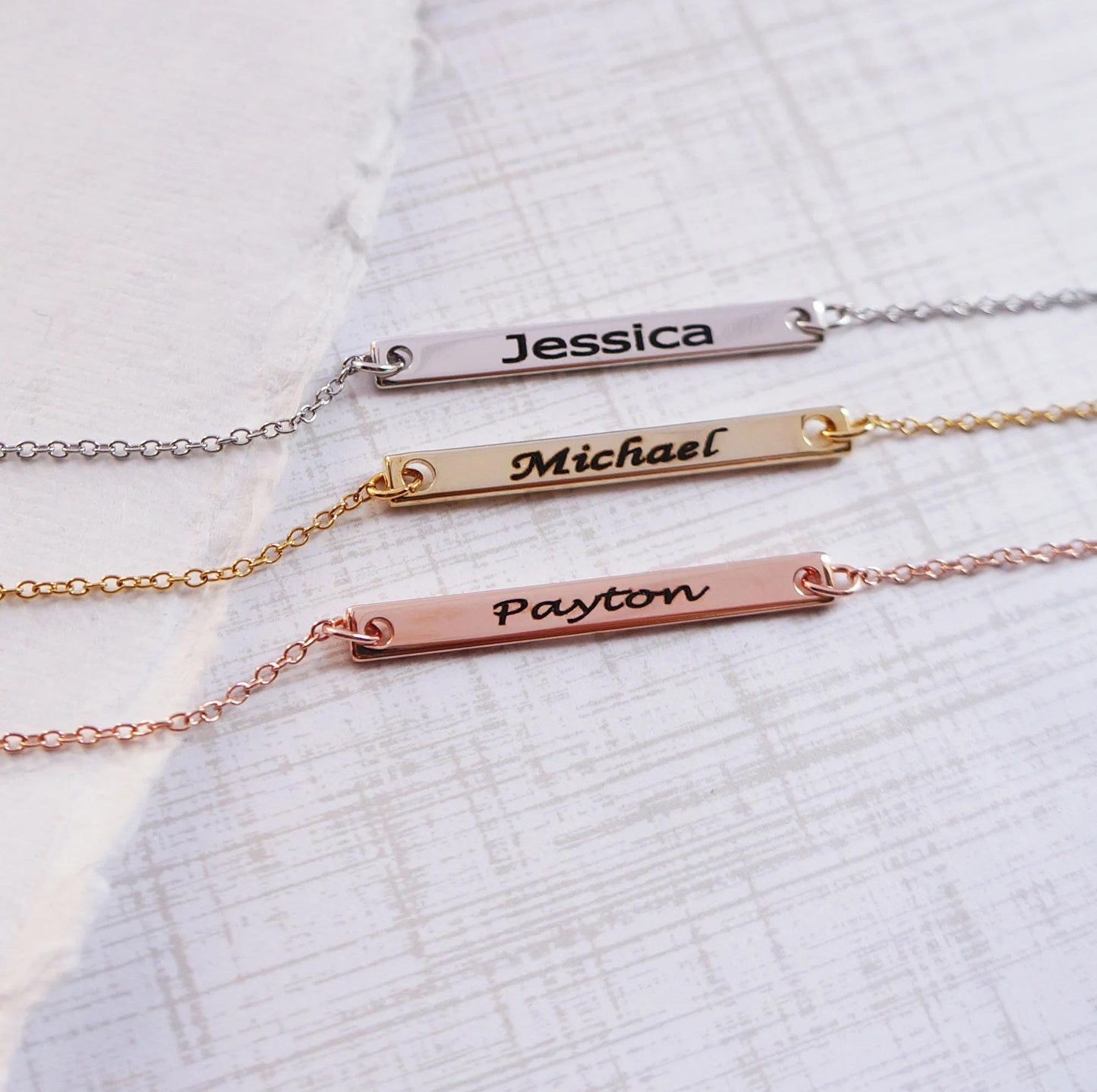 Delicate Thin Bar Necklace Name Necklace Gift for Women Engraved Personalized Necklace Dainty Minimal Bar Necklace Name Jewelry