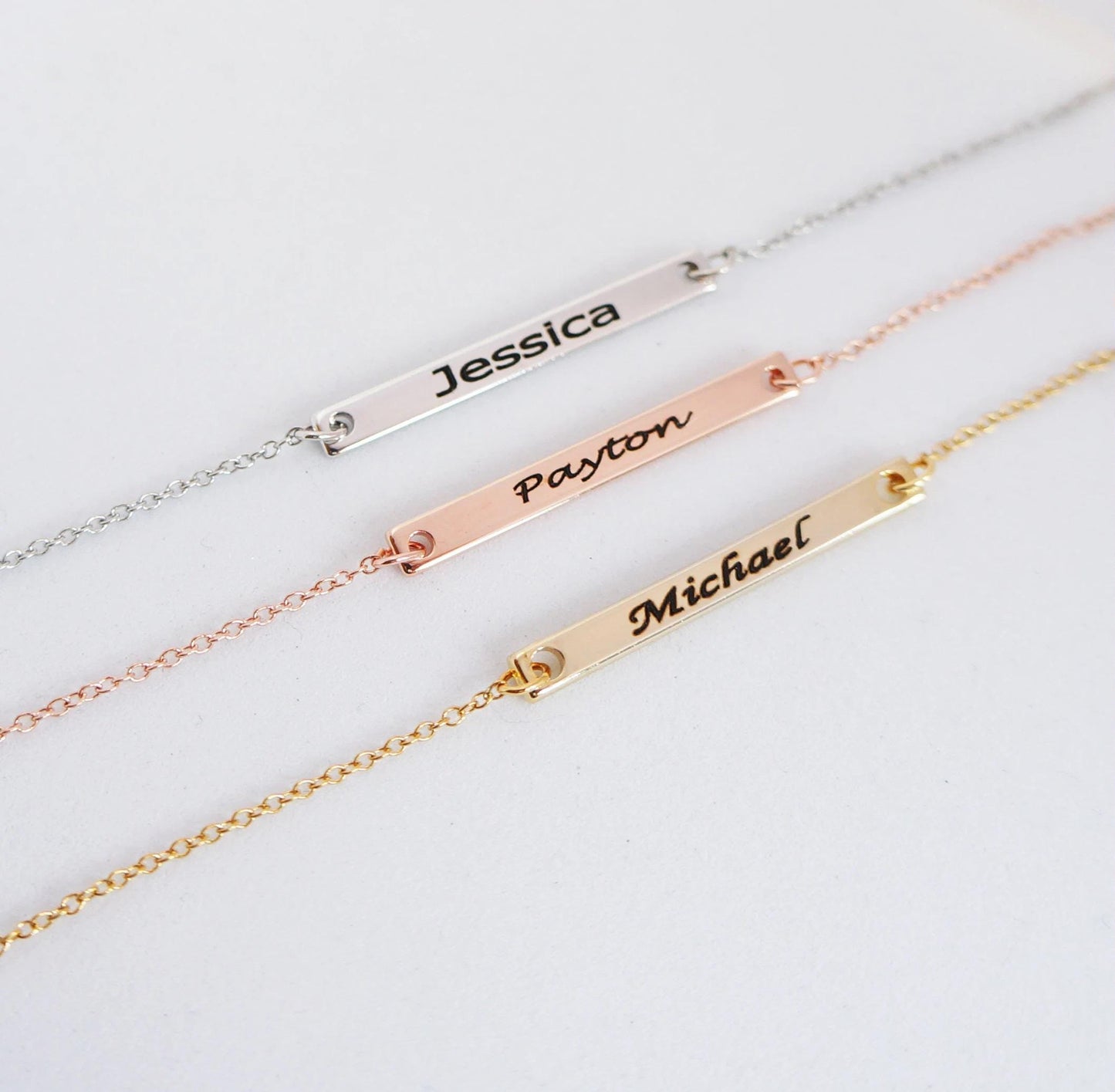 Delicate Thin Bar Necklace Name Necklace Gift for Women Engraved Personalized Necklace Dainty Minimal Bar Necklace Name Jewelry