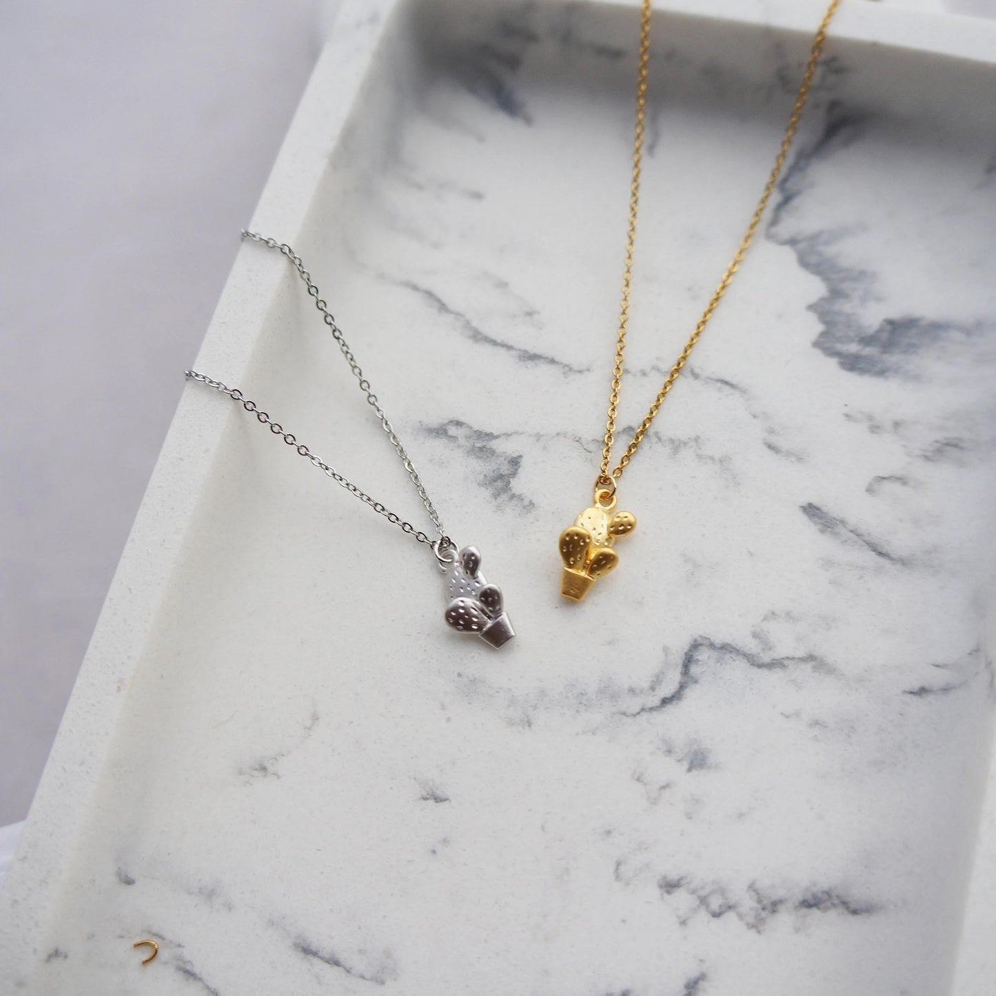 Tiny Cactus Necklace We Stick Together Necklace Dainty Jewelry Best Friend Gift Necklace Gift for Her Delicate Layered Necklace Minimalist