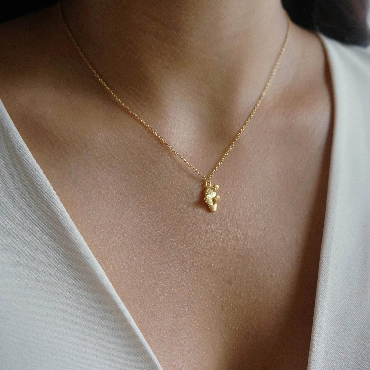 Tiny Cactus Necklace We Stick Together Necklace Dainty Jewelry Best Friend Gift Necklace Gift for Her Delicate Layered Necklace Minimalist