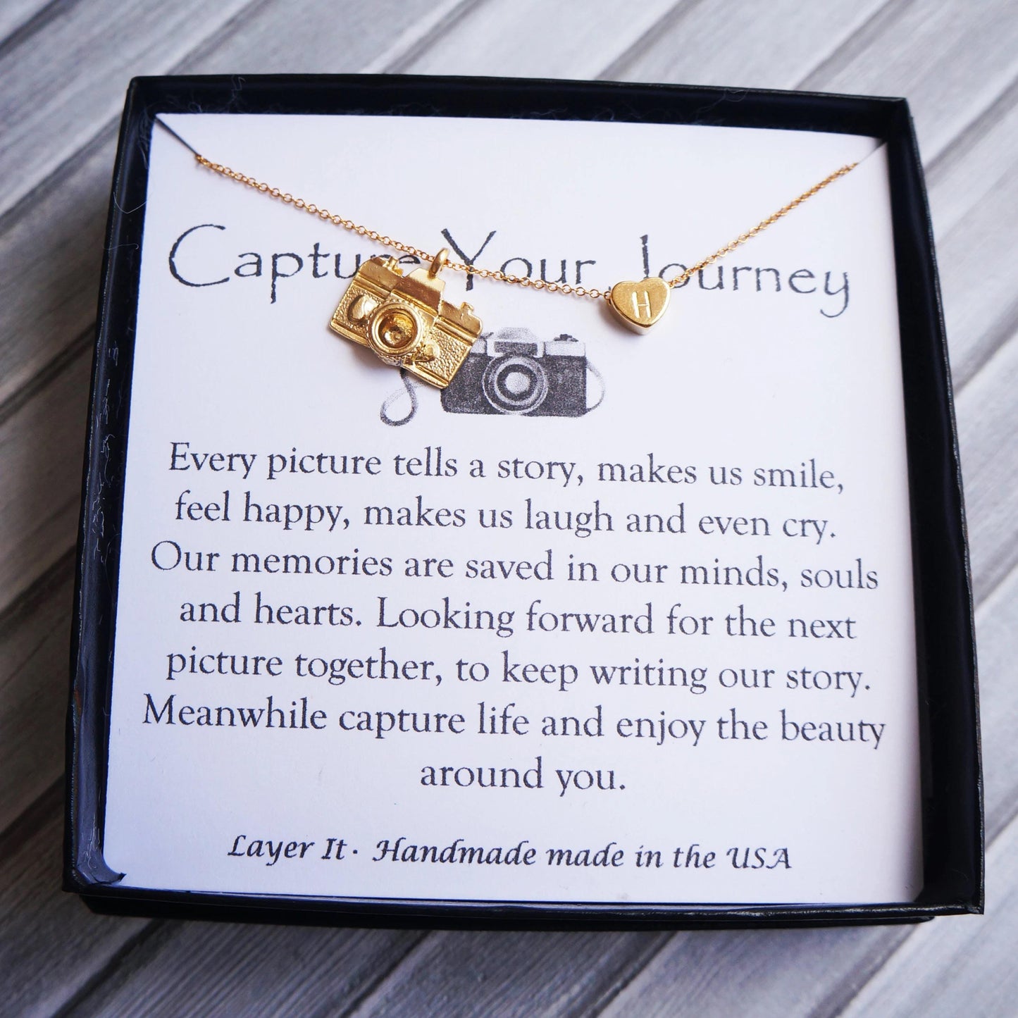 Camera Personalized Necklace Gold Charm Necklace Camera Necklace Best Friend Gift Silver Necklace Graduation Gift Custom Heart Necklace