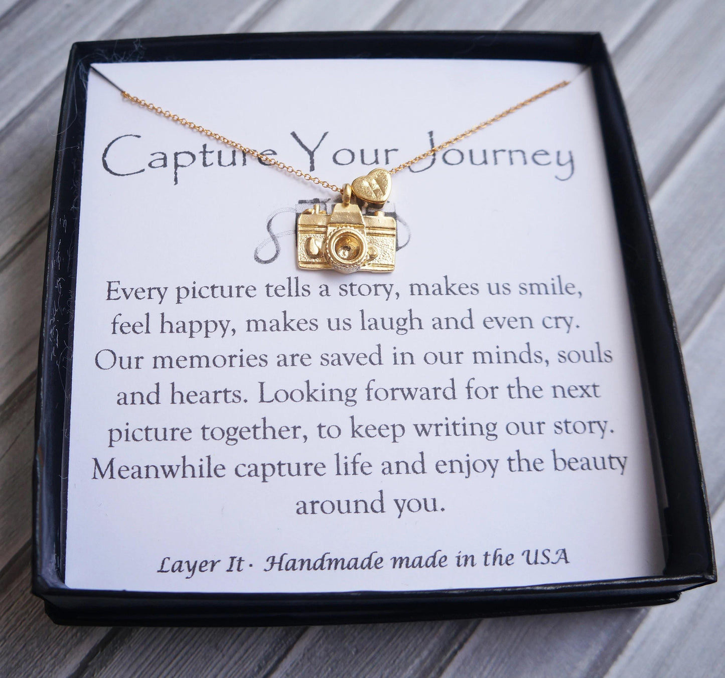 Camera Personalized Necklace Gold Charm Necklace Camera Necklace Best Friend Gift Silver Necklace Graduation Gift Custom Heart Necklace