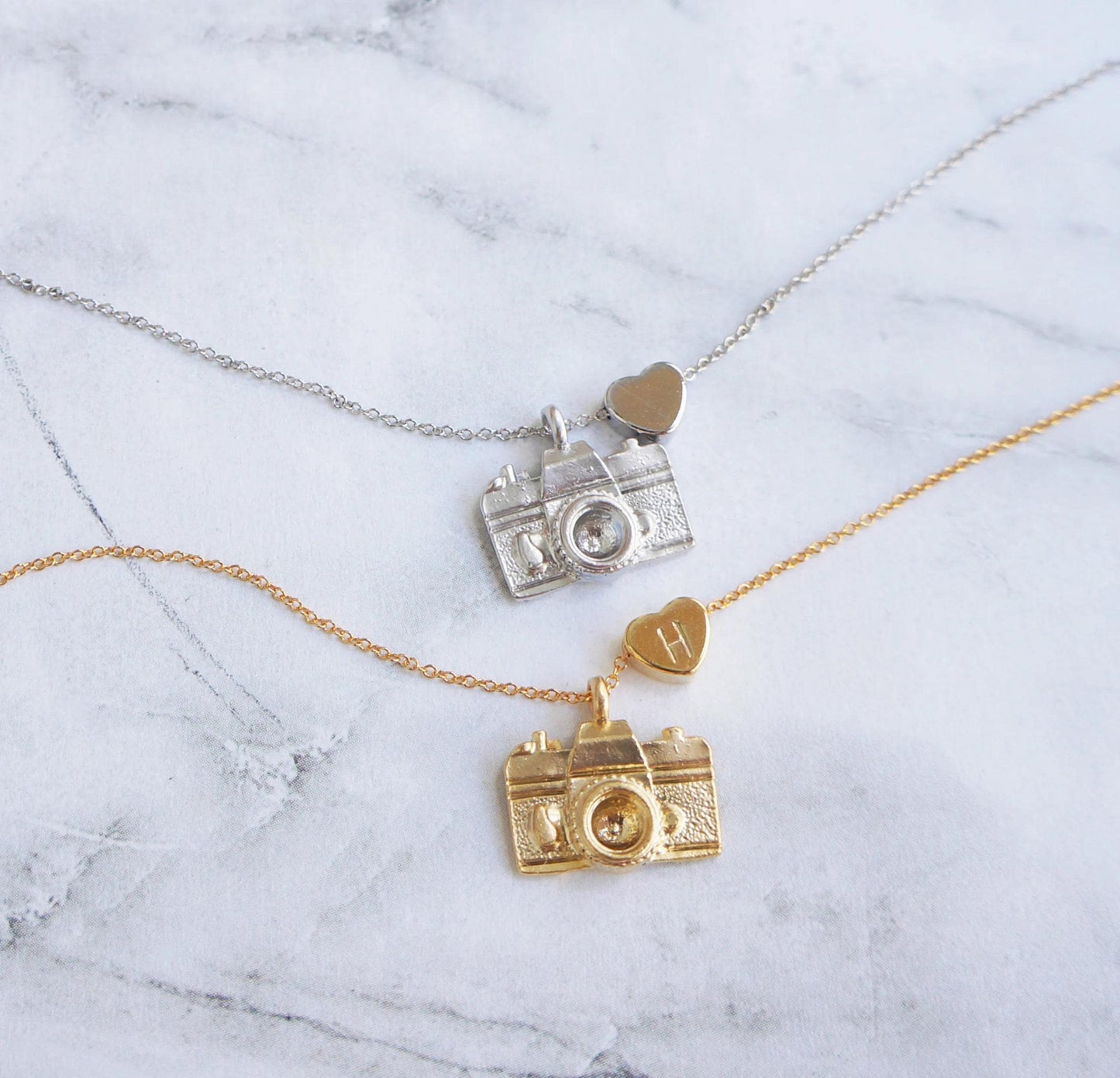 Camera Personalized Necklace Gold Charm Necklace Camera Necklace Best Friend Gift Silver Necklace Graduation Gift Custom Heart Necklace