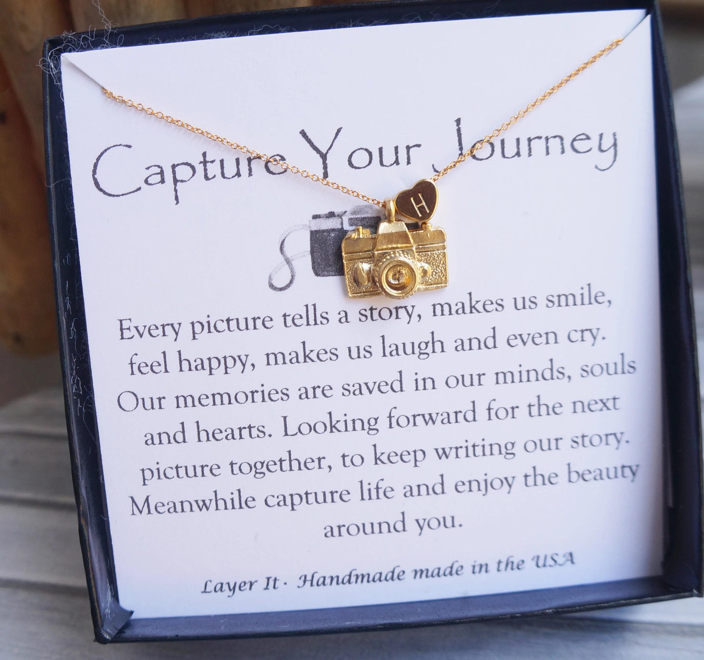 Camera Personalized Necklace Gold Charm Necklace Camera Necklace Best Friend Gift Silver Necklace Graduation Gift Custom Heart Necklace