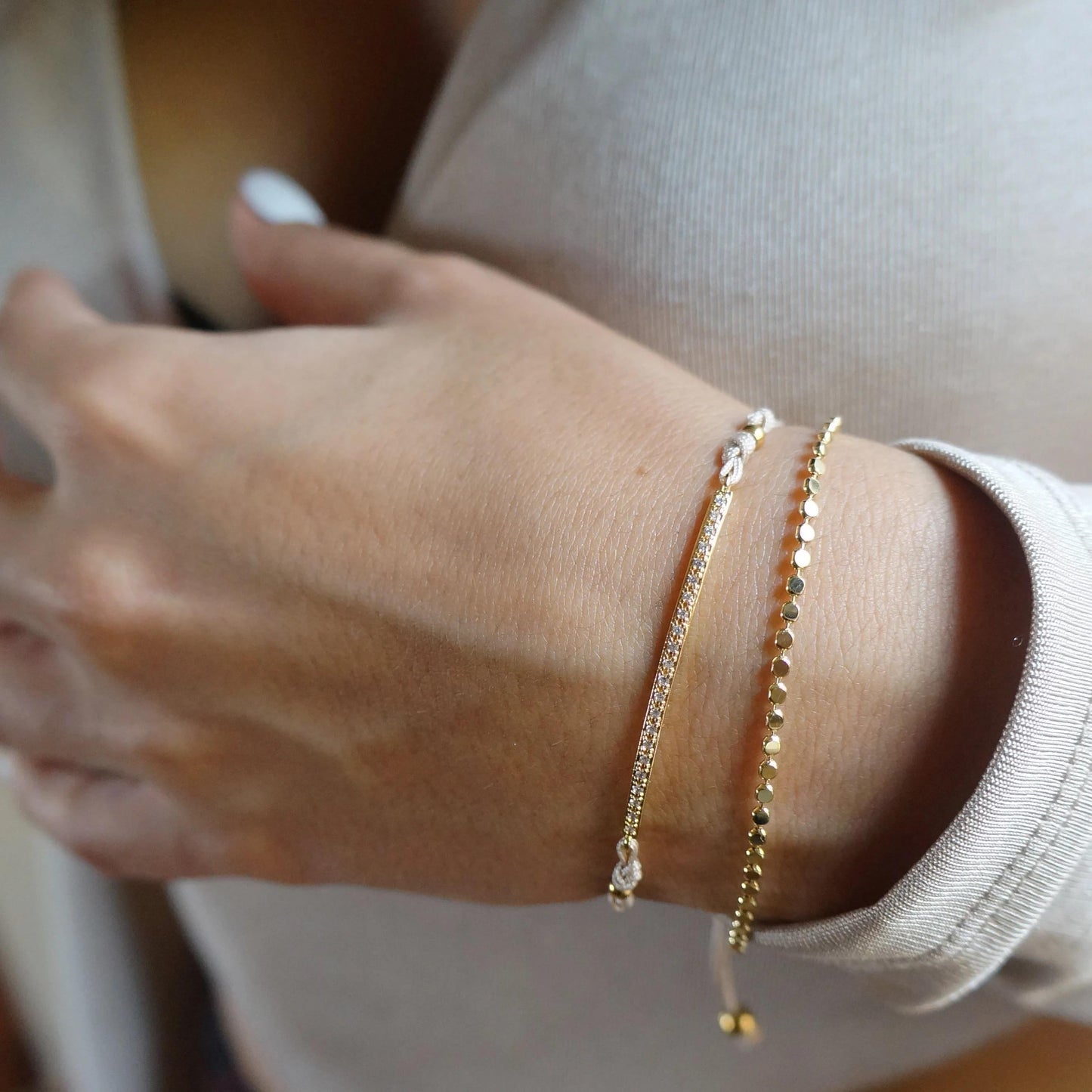 Dainty Bracelet Set Layering Bracelets Gold Bracelet Sets for Bridesmaids Friendship Chain Cord Bracelet Adjustable Delicate Beaded Chain