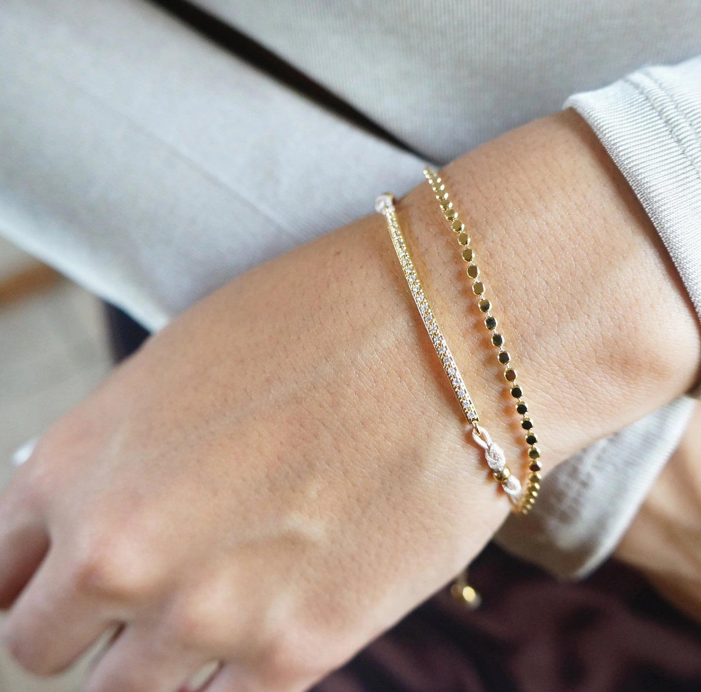 Dainty Bracelet Set Layering Bracelets Gold Bracelet Sets for Bridesmaids Friendship Chain Cord Bracelet Adjustable Delicate Beaded Chain