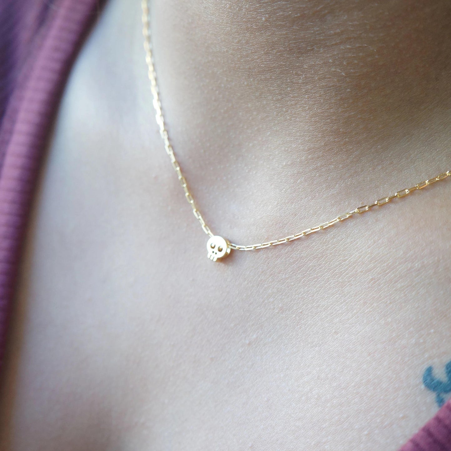 Tiny Skull Necklace Gift for Women Minimalist Cute Charm Necklace Skeleton Friendship Necklace Sister Gift Minimal Dainty Necklace