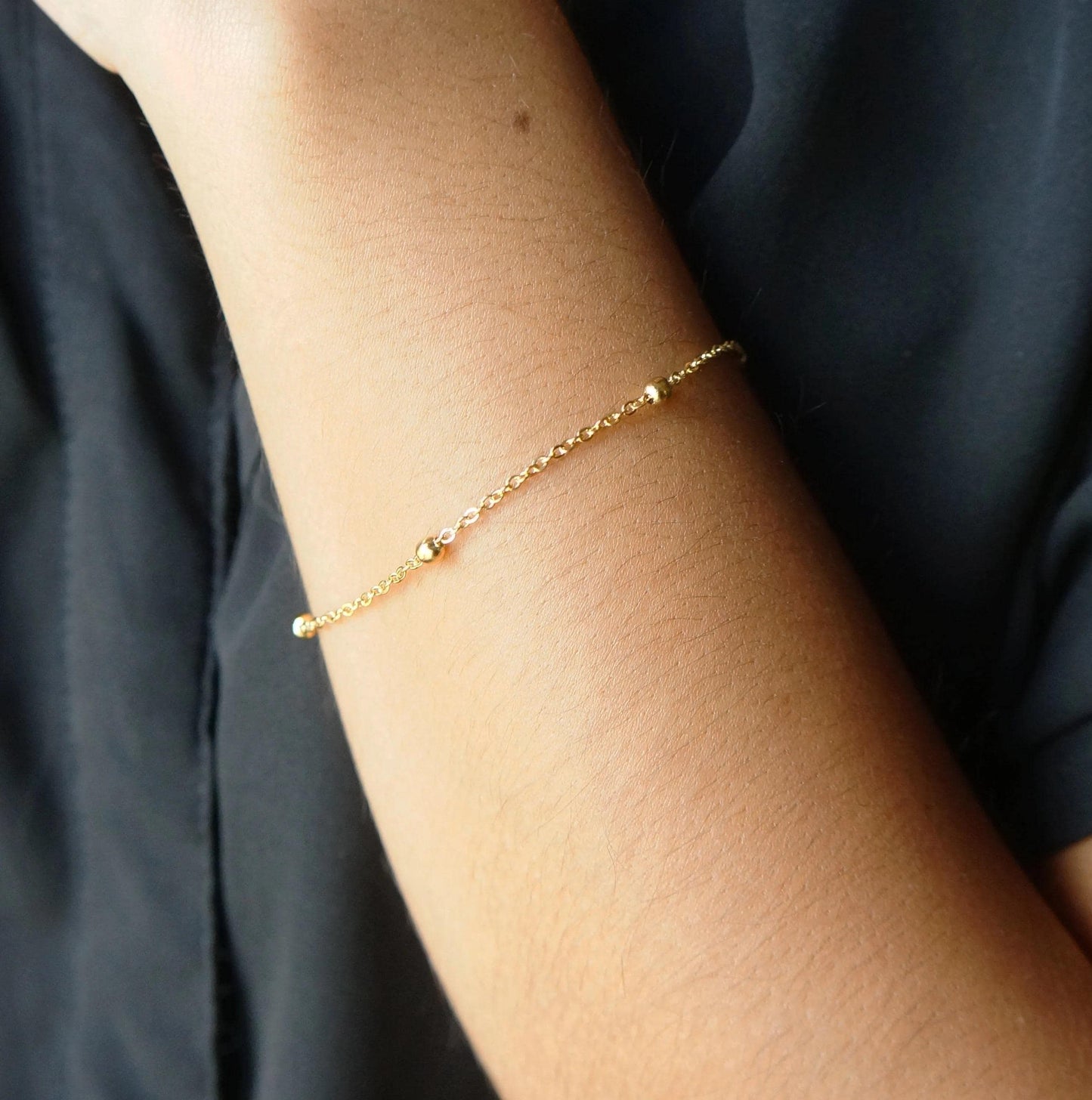 Satellite Bracelet Dainty Ball Chain Bracelet Delicate Woman Bracelet Minimalist Bracelet Tiny Beaded Bracelet