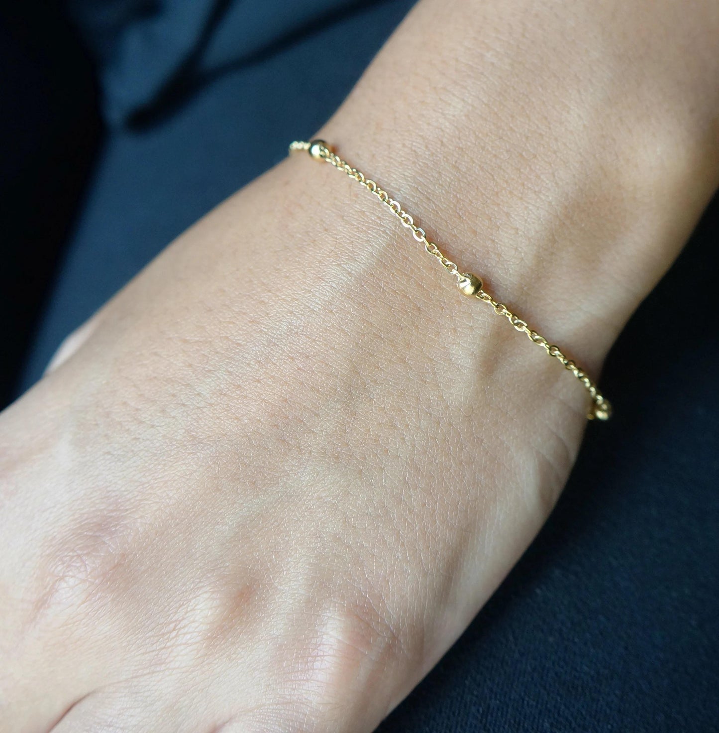 Satellite Bracelet Dainty Ball Chain Bracelet Delicate Woman Bracelet Minimalist Bracelet Tiny Beaded Bracelet