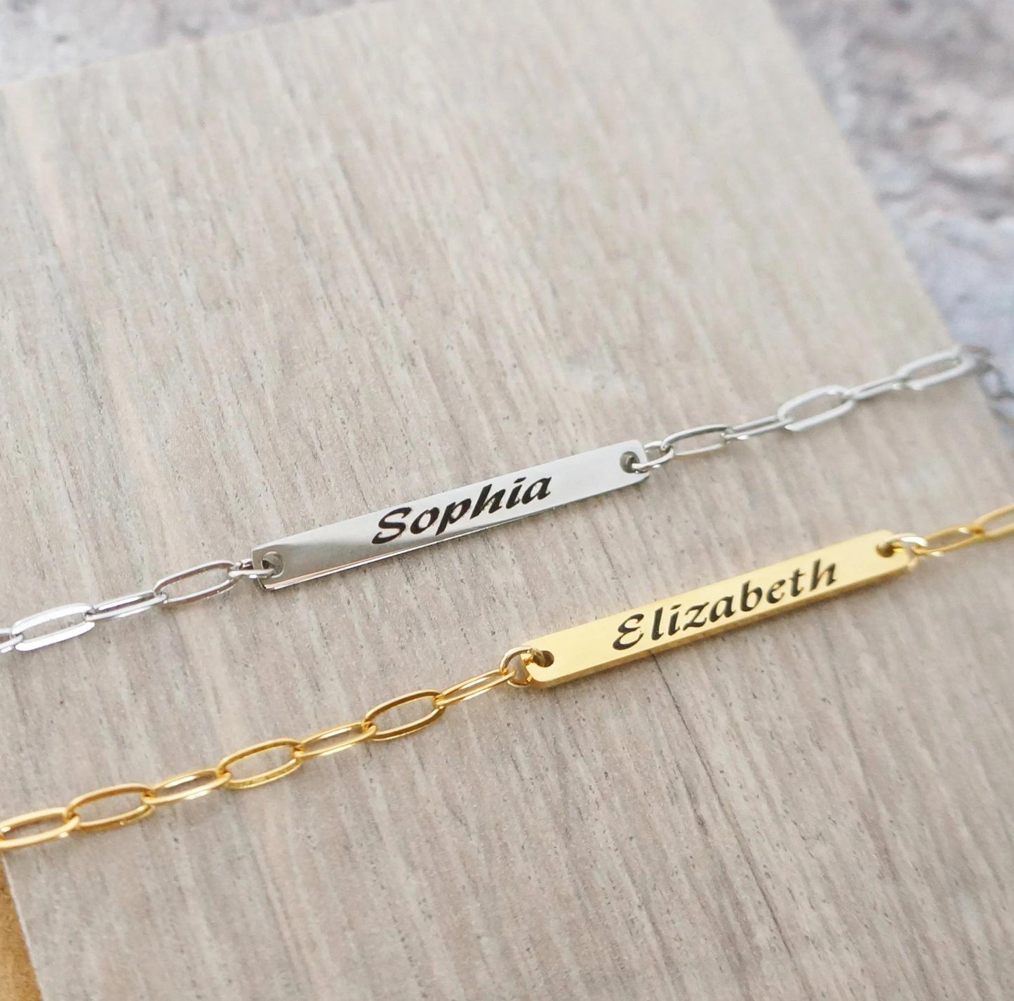 Personalized Children Names Necklace Mother Necklace with Family Names Gold Paper Clip Chain Multiple Engraved Bars Necklace Gift for Women